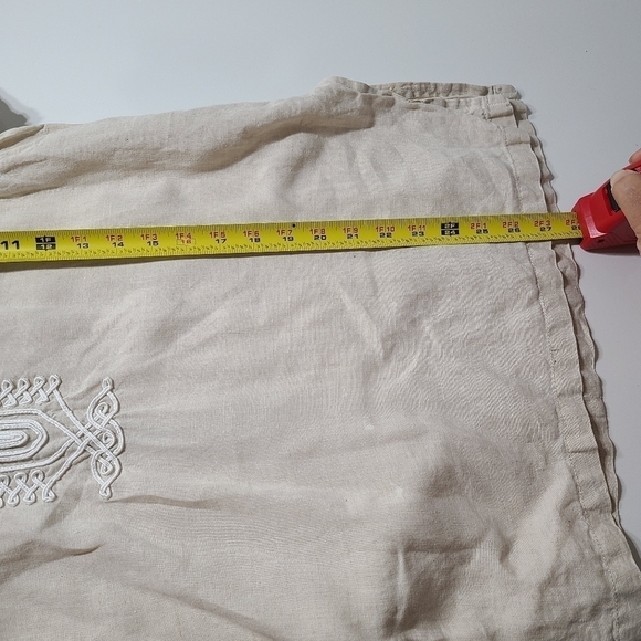 Michael Kors Tan Beige Embroidered 100% Linen V Neck Tunic Top - Picture 11 of 11